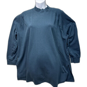 Eileen Fisher XL Atlantis Tencel Organic Cotton Tunic F25 Mock Neck Side Slit